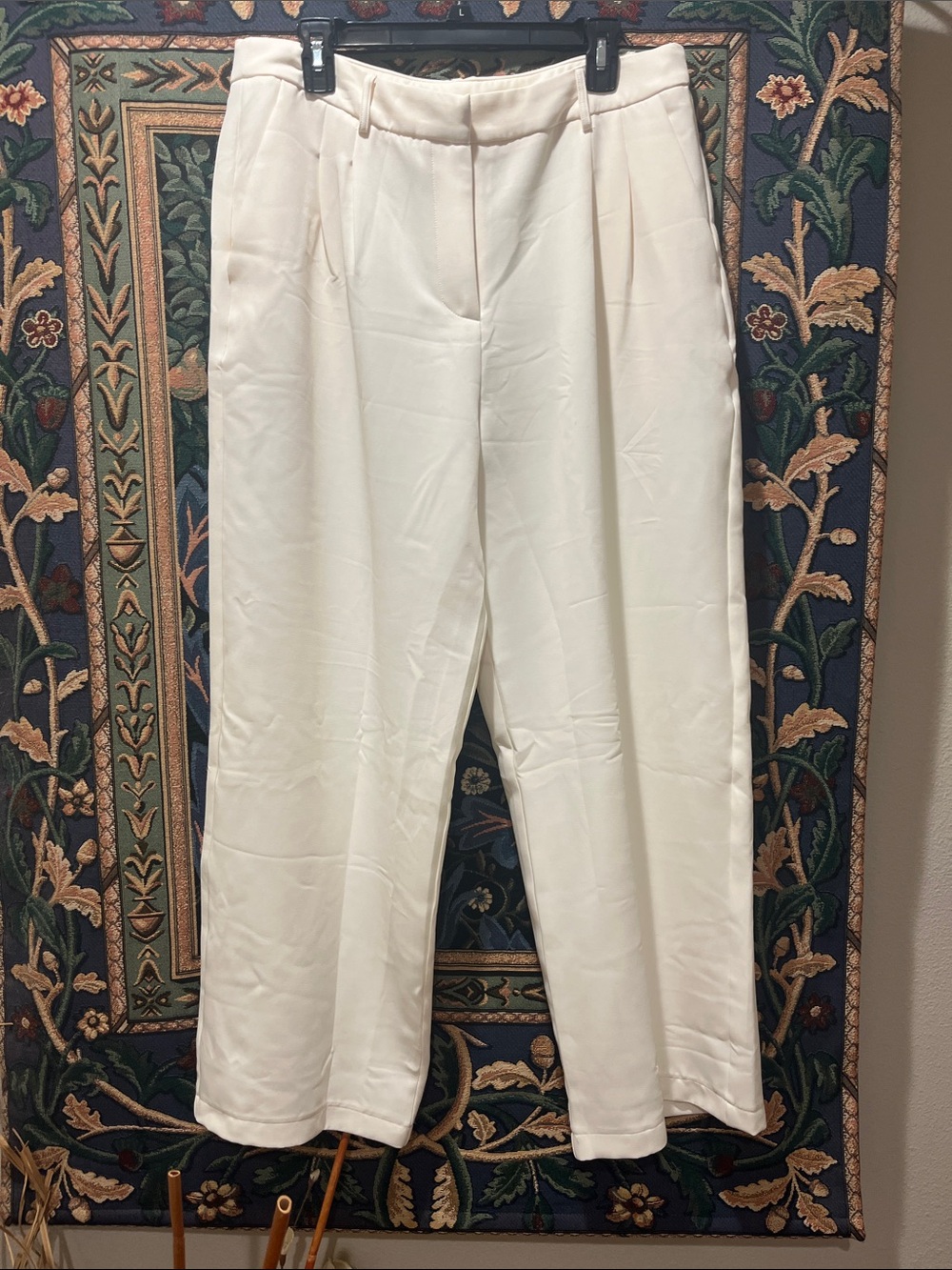 Amazon Cream Wide-Leg Tailored Trousers